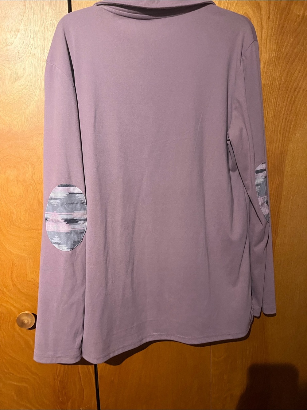 Simply Southern Mauve Long Sleeve Top with Patterned Elbow Patches